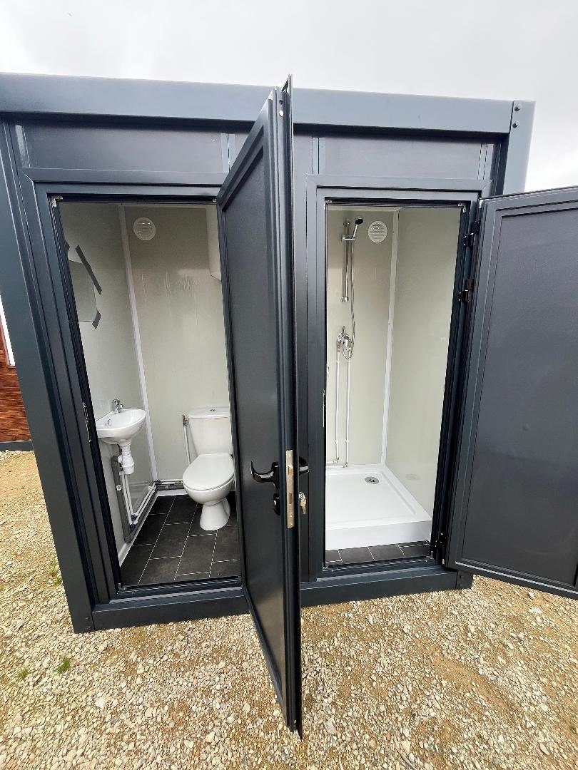Container Sanitario WC + Lavabo + Doccia collegabile – grigio - immagine 2